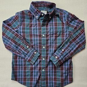 J.Crew Boys Crewcuts Plaid Long Sleeve Button Down Shirt 100% Cotton. Size 4-5